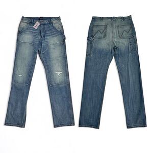 All Time High Ellis Double Knee Jeans Desert Indigo L NWT 36X 37 Selvedge Cuff